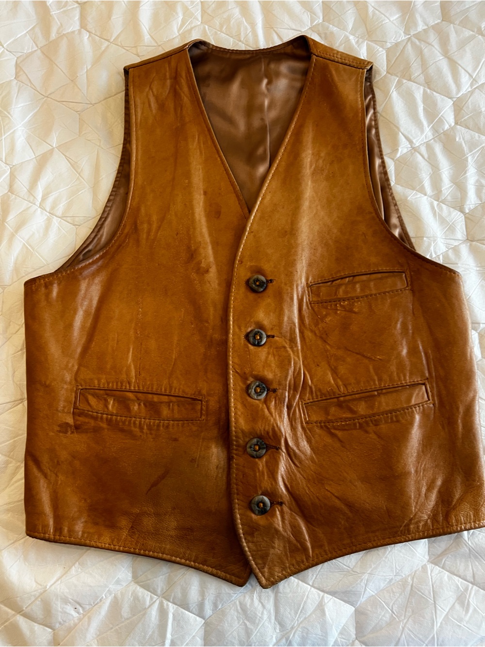 Custom Men's Brown Calf Leather Vest